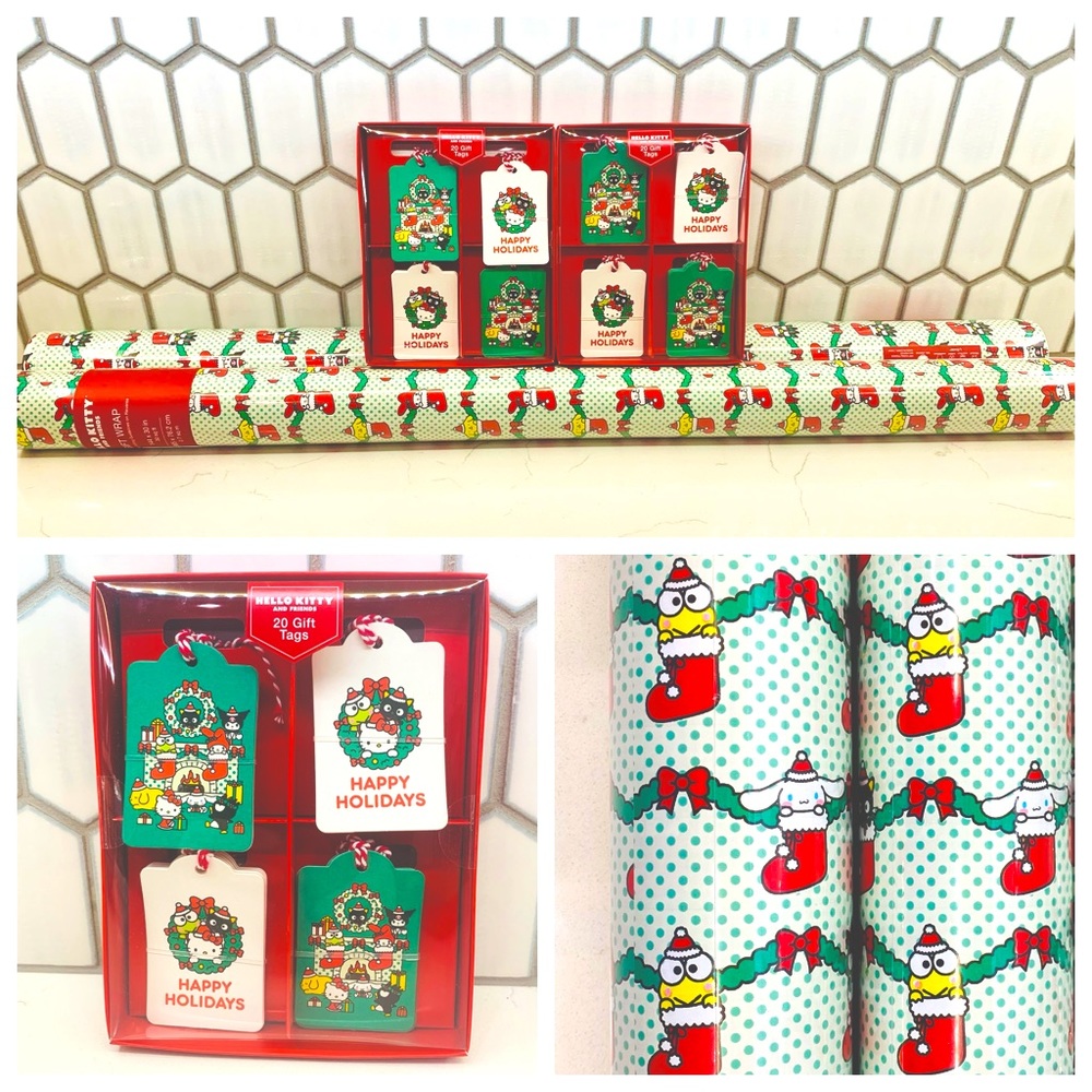 Hello Kitty & Friends Christmas Wrapping Paper + Gift Tags | Keroppi Cinnamoroll
